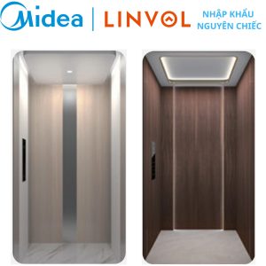 Thang Inox kết hợp thép sơn vân gỗ