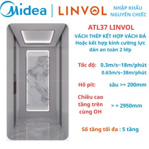 ATL37 LINVOL MIDEA Thang máy nhập khẩu - Vách thép kết hợp vách đá