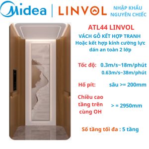 ATL44 LINVOL MIDEA Thang máy nhập khẩu - VÁCH GỖ KẾT HỢP VÁCH ĐÁ