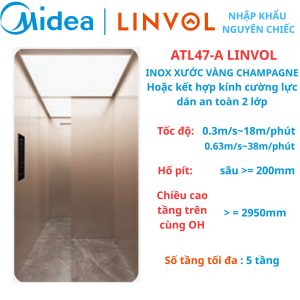 ATL47-A LINVOL MIDEA Thang máy nhập khẩu - INOX XƯỚC VÀNG CHAMPAGNE
