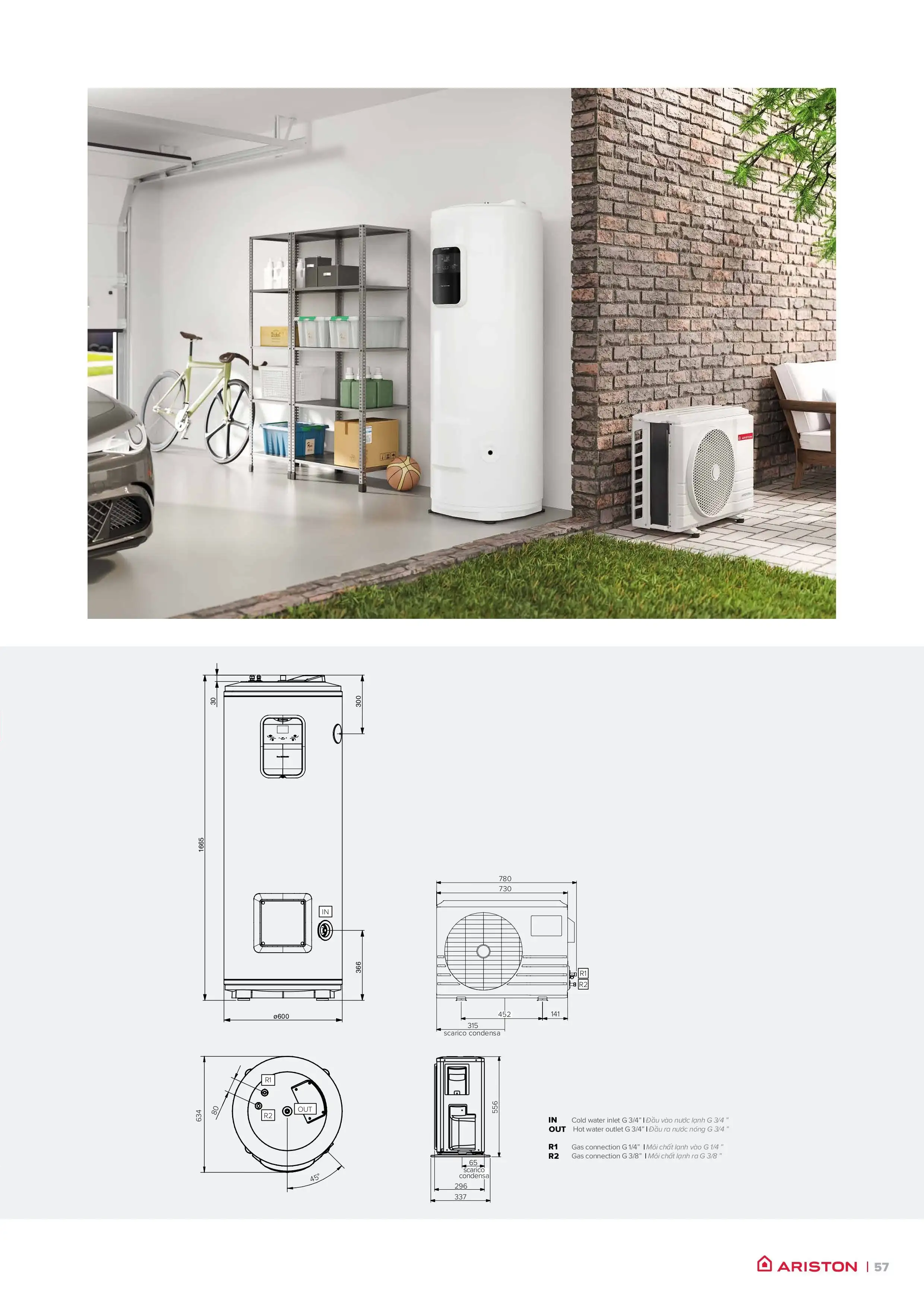 HEAT PUMP ARISTON 270L - NOUS SPLIT INVESTER WIFI 270 :
