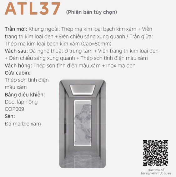 ATL37 LINVOL MIDEA Thang máy nhập khẩu - Vách thép kết hợp vách đá