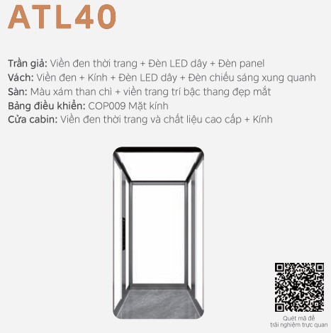 ATL40 LINVOL MIDEA Thang máy nhập khẩu - khung hợp kim nhôm và vách kính cường lực 2 lớp